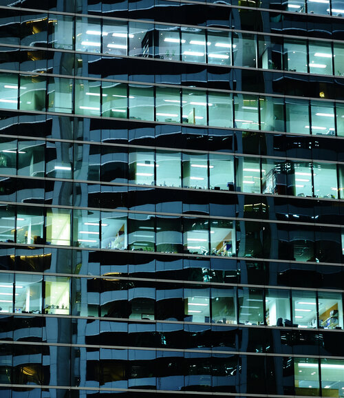 fintech office in the nightime